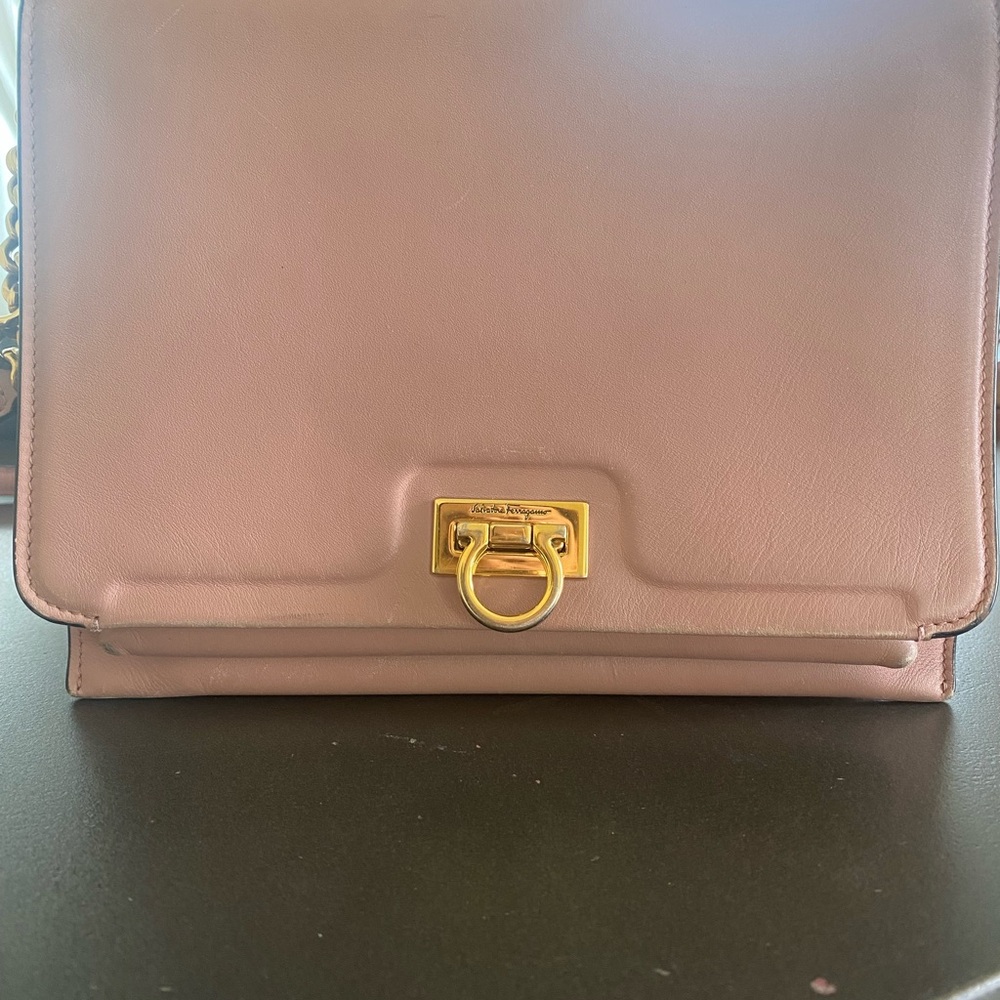 Salvatore Ferragamo Blush Leather Shoulder Bag